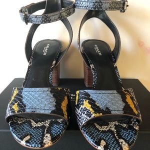 New Coach Ankle Strap Snake Print Sandal 8.5